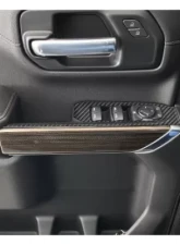Tufskinz Front Door Switch Accent Trim Real Carbon Fiber Domed Chevrolet Silverado 2019-2021                                     - SVD039-DCF-G - Image 2