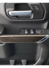 Tufskinz Front Door Switch Accent Trim Real Carbon Fiber(Domed-Matte) Chevrolet Silverado 2019-2021                                     - SVD039-DCF-M - Image 2