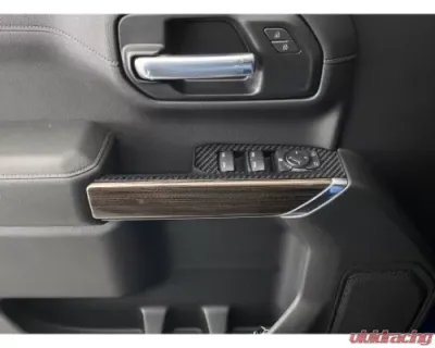 Tufskinz Front Door Switch Accent Trim Real Carbon Fiber(Domed-Matte) Chevrolet Silverado 2019-2021 - SVD039-DCF-M