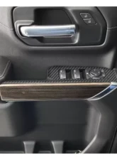 Tufskinz Front Door Switch Accent Trim Real Carbon Fiber Raw Chevrolet Silverado 2019-2021                                     - SVD039-RCF-X - Image 2