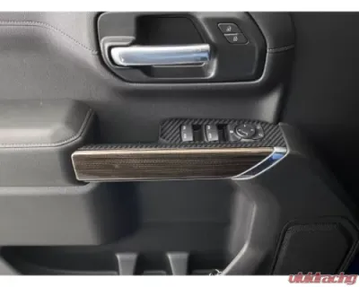 Tufskinz Front Door Switch Accent Trim Real Carbon Fiber Raw Chevrolet Silverado 2019-2021 - SVD039-RCF-X