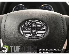 Tufskinz Steering Wheel Inserts Inserts Black and Silver American Flag Toyota Corolla 2014-2021