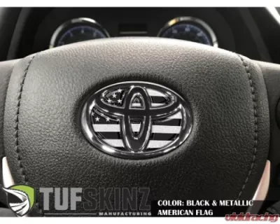Tufskinz Steering Wheel Inserts Inserts Black and Silver American Flag Toyota Corolla 2014-2021 - TAC032-COR-GTO-047-G