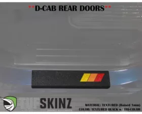 Tufskinz D-Cab Rear Door Sill Trim Black w/TRI-Color (Yellow/Orange/Red) Toyota Tundra 2007-2021