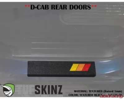Tufskinz D-Cab Rear Door Sill Trim Black w/TRI-Color (Yellow/Orange/Red) Toyota Tundra 2007-2021 - TUN038-TFLMP-450-X