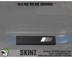 Tufskinz D-Cab Rear Door Sill Trim Black w/TRI-Color (White/Gray/Dark Gray) Toyota Tundra 2007-2021
