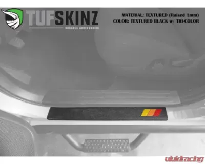 Tufskinz Crew Max Rear Door Sill Trim Black w/TRI-Color (Yellow/Orange/Red) Toyota Tundra 2007-2021 - TUN039-TFLMP-450-X