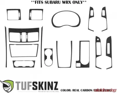 Tufskinz Manual Transmission Interior Accent Trim Real Carbon Fiber Raw Subaru WRX 2015-2021 - WRX001-RCF-X