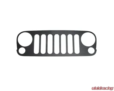 Tufskinz Real Carbon Fiber Raw Front Grill Overlay Accent Trim w/o Cut-Out Jeep Wrangler JK 2007-2017 - JEX064-RCFMP-X