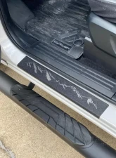 Tufskinz Black Front Door Sill Accent Trim w/ Gray Mountain Logo Ford Ranger SuperCrew 2019-2020                                     - RAG017-TFLMP-MTN-X - Image 2