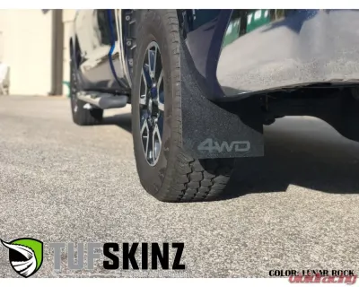 Tufskinz Black Textured Rear Mud Flaps w/ Lunar Rock 4x4 Logo Toyota Tundra 2014-2021 - TUN042-ABT-509-X