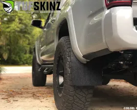 Tufskinz Rear Mud Flaps Black Textured With White 