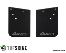 Tufskinz Rear Mud Flaps 2 Piece Kit In Black Textured With Cement Gray 