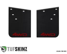 Tufskinz Rear Mud Flaps Fits 2 Piece Kit In Black Textured With Trd Red 