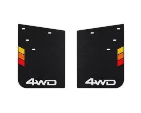 Tufskinz Rear Mud Flaps Standard 11 x 15 Inch TRI-Color(Yellow/Orange/Red) w/ White (4WD) Logo Toyota Tacoma 2016-2022