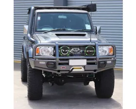 ARB 4x4 Matte Black Deluxe Bull Bars with Safety Sensor Toyota Landcruiser 70 Series 2007+