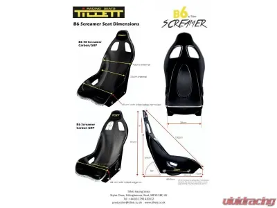 Tillett B6 Screamer Black GRP Race Car Seat 2026 Sticker - B6S-44GRP