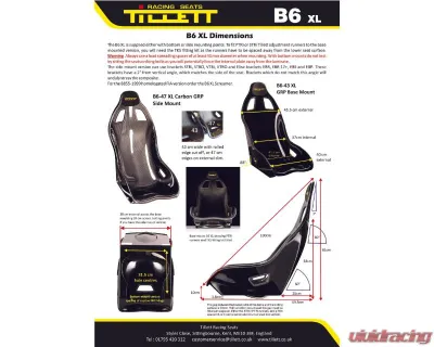 Tillett B6 Seats Carbon Fiber | Side mounted XL-Edges Off 43CM - b6xl-43c/grpsm