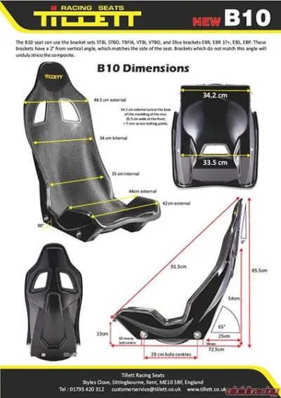 Tillett B10 Seats Full Carbon Edges ON 48.5CM - TIL-B10XL-48.5Carbon