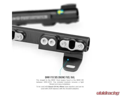 Nuke Performance Fuel Rail for BMW M5 M6 S85 10cyl 2005-2010, Aluminum, Black Finish - 120-02-113