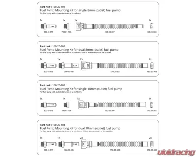 Nuke Performance SAE ID8 Fuel Pump Mounting Kit for Single Fuel Pump, 150-20-101 - 150-20-101