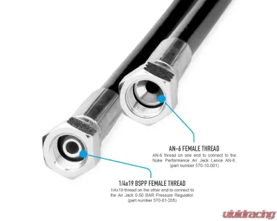 Nuke Performance Air Jack Lance High Pressure Hose 2m for Automotive Use, Durable Material - 570-01-201