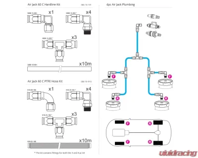 Nuke Performance Air Jack 60 C 4pc Set with Male Connector for Automotive Use - 580-04-002