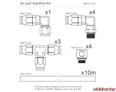 Nuke Performance Air Jack 60 C Hardline Kit for 580-10-101 - Durable, High-Performance Design - 580-10-101