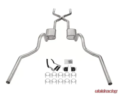 Pypes Exhaust 2.5" Crossmember-Back Valance Exit w/ H-Pipe Exhaust System Race Pro Muffler Oldsmobile 442 1968-1972 - SGA48R