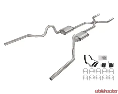 Pypes Exhaust 2.5" Crossmember-Back Valance Exit w/ H-Pipe Exhaust System Race Pro Muffler Oldsmobile 442 1968-1972 - SGA48R