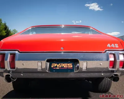 Pypes Exhaust 2.5" Crossmember-Back Valance Exit w/ H-Pipe Exhaust System Race Pro Muffler Oldsmobile 442 1968-1972 - SGA48R