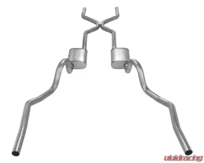 Pypes Exhaust Crossmember Back Exhaust System w/ H-Bomb H-Pipe Dual Split Rear Valance Exit 2.5" Intermediate & Tail Pipe 18" Race Pro Mufflers Pontiac GTO | Oldsmobile 442 1968-1972 - SGA42R30