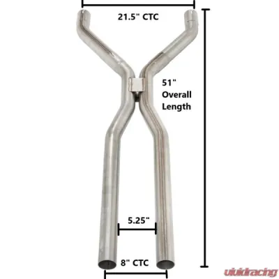 Pypes Exhaust 409 Stainless Steel 3" Mandrel-Bent Tunnel Crossover Exhaust H-Pipe - HVF13