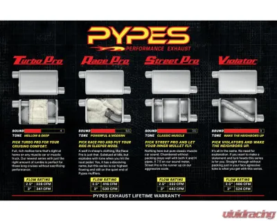 Pypes Exhaust Race Pro Series 14" 3" Offset/Offset Stainless Steel Muffler - MVR16