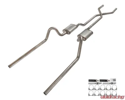 Pypes Exhaust 2.5" X-Pipe Crossmember Back Rear Exit Exhaust w/ Street Pro Mufflers Ford Fairlane 1966-1971 - SFF11S