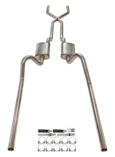 Pypes Exhaust 2.5" X-Pipe Crossmember Back Rear Exit Exhaust w/ Street Pro Mufflers Ford Fairlane 1966-1971                                     - SFF11S - Image 2