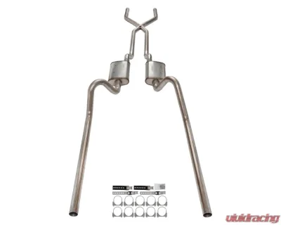 Pypes Exhaust 2.5" X-Pipe Crossmember Back Rear Exit Exhaust w/ Street Pro Mufflers Ford Fairlane 1966-1971 - SFF11S