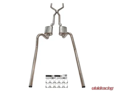 Pypes Exhaust 2.5" H-Pipe Crossmember Back Rear Exit Exhaust w/ Turbo Pro Mufflers Ford Fairlane 1966-1971 - SFF41T