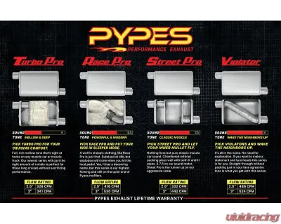 Pypes Exhaust Crossmember-Back Hybrid Exhaust 3 x 2.5" X-Pipe Violator Mufflers Ford Mustang 1965-1970 - SFM33V