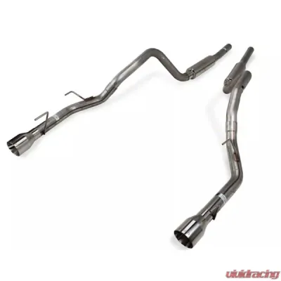 Pypes Exhaust Catback Mid Muffler Dual Exhaust 2.5" M80 Mufflers 4" Polished Tips Stainless Steel Ford Mustang GT 2005-2010 - SFM66