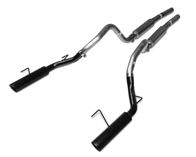 Pypes Exhaust Catback Dual Exhaust 2.5" M80 Muffler 4" Black Tips Stainless Steel Ford Mustang GT 2005-2010 - SFM66MB