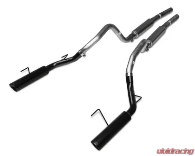 Pypes Exhaust Catback Dual Exhaust 2.5" M80 Muffler 4" Black Tips Stainless Steel Ford Mustang GT 2005-2010 - SFM66MB