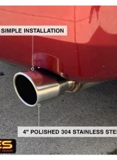 Pypes Exhaust Catback Exhaust Single Exit 2.5" Street Pro Mufflers 4" Polished Tips Stainless Steel Ford Mustang V6 2005-2010                                     - SFM67 - Image 2