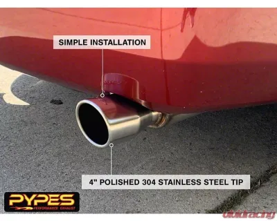Pypes Exhaust Catback Exhaust Single Exit 2.5" Street Pro Mufflers 4" Polished Tips Stainless Steel Ford Mustang V6 2005-2010 - SFM67