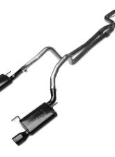 Pypes Exhaust Catback Exhaust Split Rear Dual Exit 2.5" True Dual After-Cat X/Mid Pipes Violator Muffler/4" Black Tips Mustang 2005-2010                                     - SFM68B - Image 2