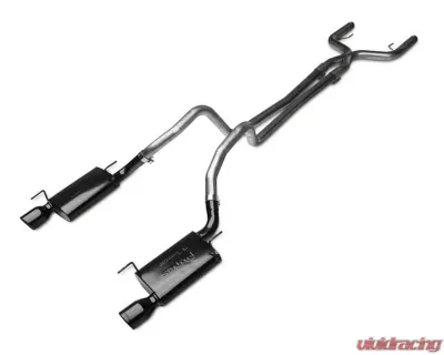 Pypes Exhaust Catback Exhaust Split Rear Dual Exit 2.5" True Dual After-Cat X/Mid Pipes Violator Muffler/4" Black Tips Mustang 2005-2010 - SFM68B