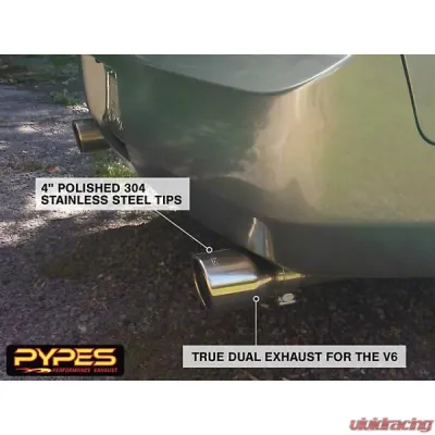 Pypes Exhaust Catback Mid Muffler Exhaust Split Rear Dual Exit 2.5" And Tailpipe M80 Mufflers 4" Polished Tips Included Stainless Steel Mustang 2005-2010 - SFM69