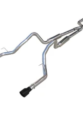 Pypes Exhaust Catback Mid Muffler Exhaust Split Rear Dual Exit 2.5" Tailpipe M80 Muffler 4" Black Tips Stainless Steel Ford Mustang 2005-2010                                     - SFM69B - Image 2