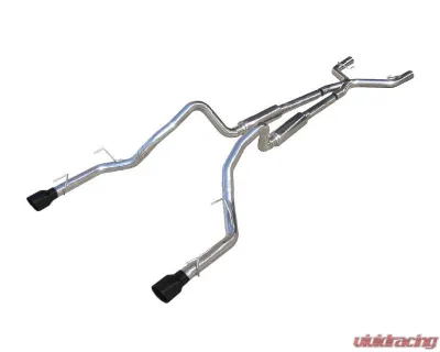 Pypes Exhaust Catback Mid Muffler Exhaust Split Rear Dual Exit 2.5" Tailpipe M80 Muffler 4" Black Tips Stainless Steel Ford Mustang 2005-2010 - SFM69B