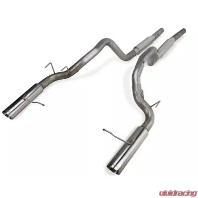 Pypes Exhaust Catback Super System Dual Exhaust 2.5" M80 Mufflers 4" Polished Tips Stainless Steel Ford Mustang GT 2011-2014 - SFM76M